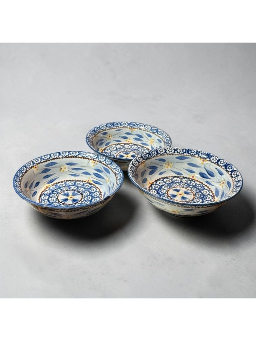 Temp-Tations Old World 7.5" Ceramic Bowls Set Of 3 Microwave & Dishwasher Safe